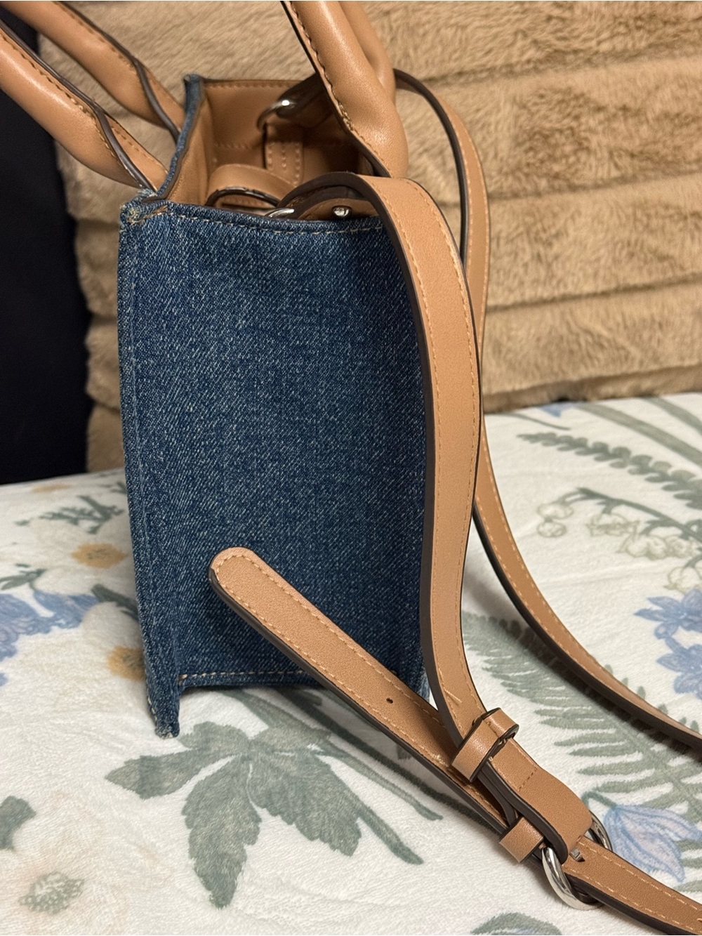 True Religion Y2K Chic Denim Mini Horseshoe Monogram Tote Crossbody - Picture 4 of 7